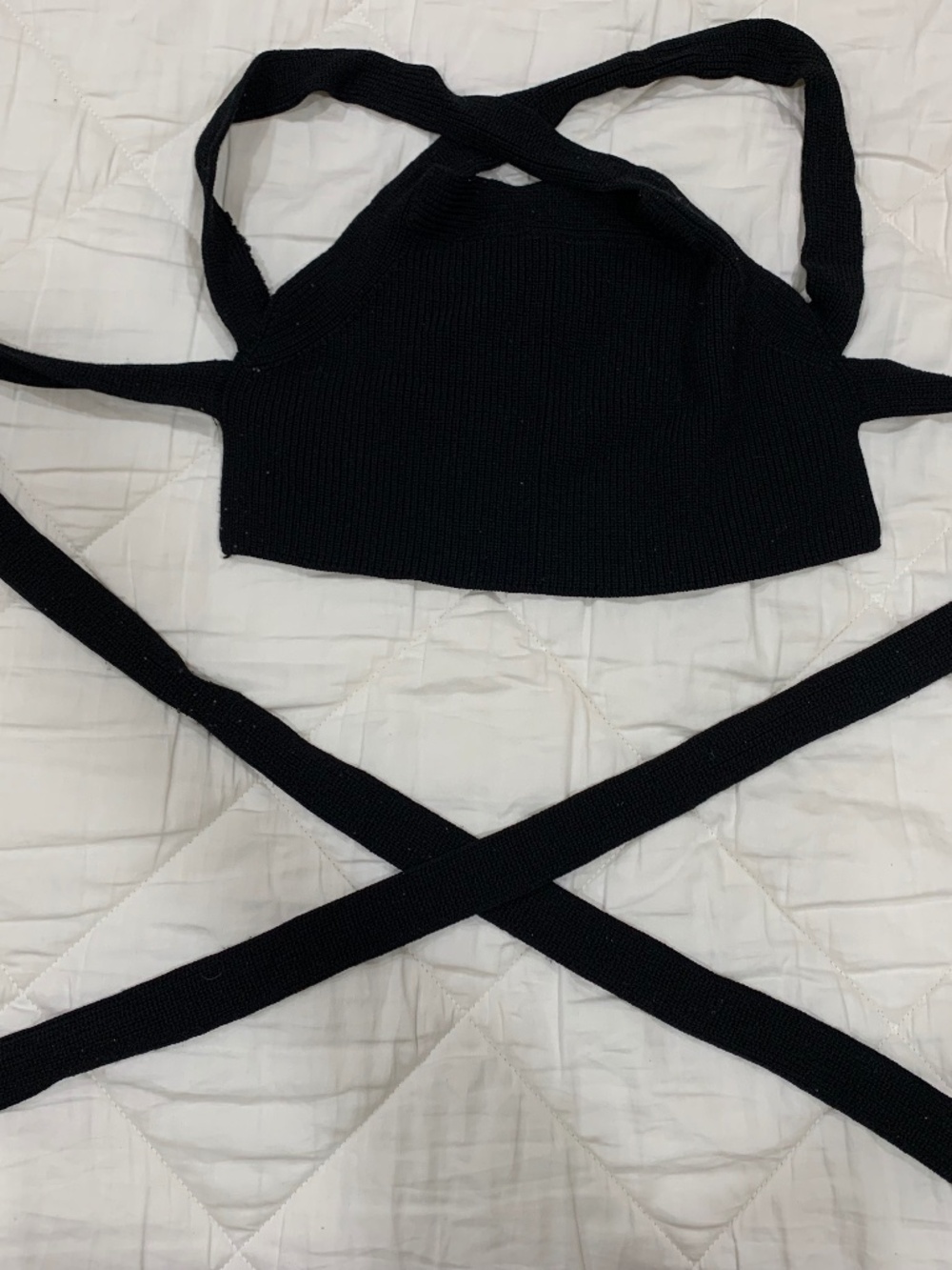 Aritzia Wilfred Black Cropped Wrap Tank Top